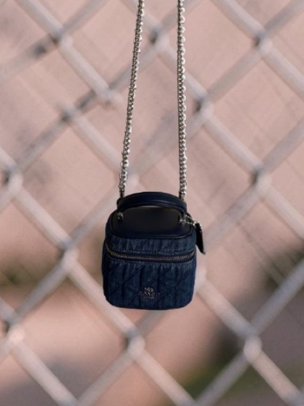 COACH Quilted Dark Blue Denim Bag with Silver Accents - Picture 10 of 11